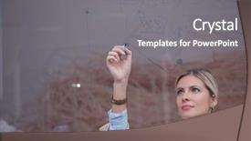  Presentation with business leaders - PPT theme having female leaders - business woman with her staff background and a  colored foreground