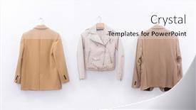  Presentation with formal jacket - Slide set with female-leather-jacket-with-two background and a sky blue colored foreground