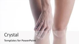  Presentation with knee - PPT layouts enhanced with inflamation - closeup of female leg background and a white colored foreground
