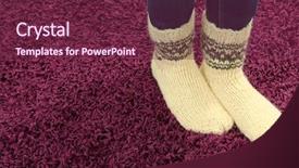  Presentation with socks - PPT theme enhanced with female legs in colorful socks on color carpet background background and a violet colored foreground