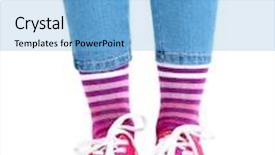  Presentation with sneakers - Presentation having female legs in colorful socks and sneakers isolated on white background and a light blue colored foreground