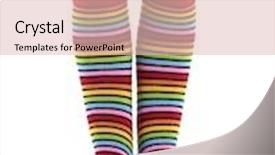  Presentation with socks - Slides having female legs in colorful striped socks isolated on white background and a lemonade colored foreground