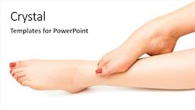  Presentation with female - Beautiful presentation featuring female legs in stockings on a white background backdrop and a white colored foreground