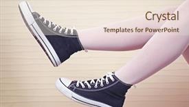  Presentation with sneakers - Slide deck enhanced with female legs in white stockings and sneakers on color background background and a lemonade colored foreground