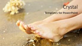  Presentation with shells - Cool new PPT theme with sea border spa massage background - female legs with shells backdrop and a soft green colored foreground