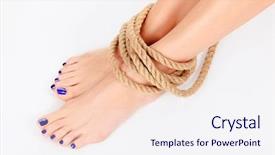  Presentation with rope - Slide set featuring female legs with thick rope background and a sky blue colored foreground