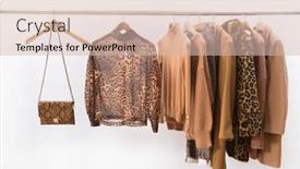  Presentation with brown leather - Audience pleasing slide deck consisting of female-leopard-pattern-clothes-long backdrop and a soft green colored foreground