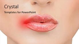  Presentation with herpes virus - Beautiful PPT theme featuring female lips with herpes virus backdrop and a lemonade colored foreground