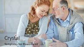  Presentation with bubble tea crystal graphics - Beautiful PPT theme featuring female listening to her spouse backdrop and a light blue colored foreground