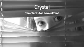  Presentation with blind - Colorful theme enhanced with female looking through window blind backdrop and a dark gray colored foreground
