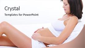  Presentation with belt bed - Slides having female lying on bed ans background and a  colored foreground