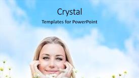  Presentation with blue flower - Amazing PPT layouts having flowers lady - happy young female lying backdrop and a light blue colored foreground