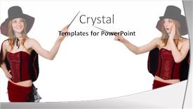  Presentation with magician - Slides enhanced with female magician isolated on white background and a white colored foreground