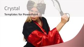  Presentation with magician - Presentation theme with female magician isolated on white background and a white colored foreground