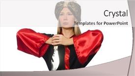  Presentation with magician - Presentation theme consisting of female magician isolated on white background and a white colored foreground