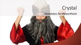  Presentation with magician - Presentation design featuring female magician isolated on white background and a white colored foreground