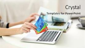  Presentation with online payment - PPT layouts consisting of female making online payment close background and a lemonade colored foreground