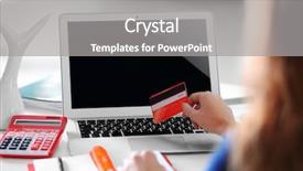  Presentation with online payment - Colorful presentation theme enhanced with female making online payment close backdrop and a  colored foreground