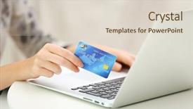  Presentation with online payment - Slide deck consisting of female making online payment close background and a lemonade colored foreground