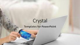  Presentation with online payment - Cool new presentation design with female making online payment close backdrop and a soft green colored foreground