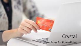  Presentation with online payment - Beautiful presentation theme featuring female making online payment close backdrop and a  colored foreground