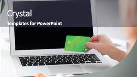  Presentation with online payment - Audience pleasing slide deck consisting of female making online payment close backdrop and a  colored foreground