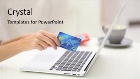  Presentation with online payment - Beautiful PPT theme featuring female making online payment close backdrop and a lemonade colored foreground