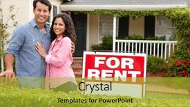  Presentation with broken home upset couple - Amazing PPT theme having female male - hispanic couple outside home backdrop and a gold colored foreground