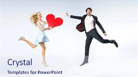  Presentation with loving hearts love heart candy - Theme having female male - loving couple holding a heart background and a sky blue colored foreground