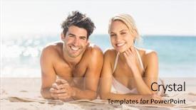  Presentation with happy angry - Slides with female male - portrait of happy young couple background and a coral colored foreground