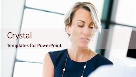  Presentation with employees - Cool new theme with female manager assessing work of her employees backdrop and a lemonade colored foreground