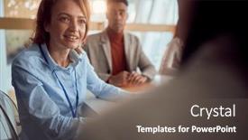  Presentation with atmosphere - Slide set with female-manager-is-talking background and a  colored foreground