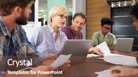  Presentation with meeting - Cool new slides with industrial 5s - female manager leading meeting backdrop and a tawny brown colored foreground