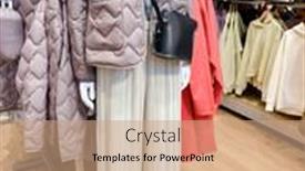  Presentation with mannequin - Beautiful PPT layouts featuring female-mannequin-inside-a-fashion backdrop and a coral colored foreground