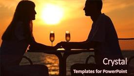  Presentation with silhouette of man worship - Audience pleasing presentation theme consisting of female and man's silhouettes backdrop and a wine colored foreground