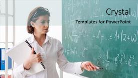  Presentation with math teacher - Cool new slides with female math teacher in front backdrop and a  colored foreground
