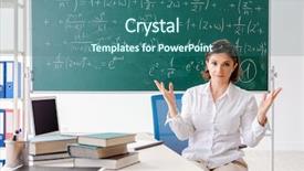  Presentation with math teacher - Colorful slide deck enhanced with female math teacher in front backdrop and a  colored foreground