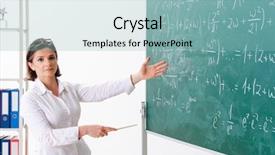  Presentation with math teacher - PPT theme having female math teacher in front background and a  colored foreground
