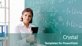  Presentation with math teacher - Audience pleasing theme consisting of female math teacher in front backdrop and a ocean colored foreground