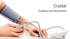 Presentation with blood pressure - Beautiful PPT layouts featuring female measures her blood pressure backdrop and a white colored foreground