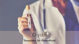  Presentation with lab test - Slide deck featuring female-medical-or-research-scientist background and a soft green colored foreground