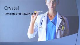  Presentation with lab test - Slides consisting of female-medical-or-research-scientist background and a light blue colored foreground