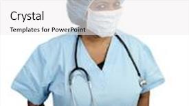  Presentation with scrubs - Theme having minor surgery - female medical professional in surgical background and a white colored foreground