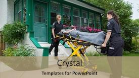  Presentation with emergency response - Presentation theme with female medical team taking elderly background and a coral colored foreground