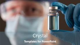  Presentation with medical vaccine - Beautiful PPT theme featuring female-medical-worker-holding-vaccine backdrop and a ocean colored foreground