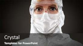  Presentation with medical dark - Presentation theme featuring female-medical-worker-wearing-protective background and a dark gray colored foreground