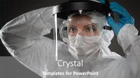  Presentation with medical worker - Amazing presentation theme having female-medical-worker-wearing-protective backdrop and a gray colored foreground