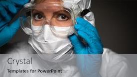  Presentation with medical worker - Presentation consisting of female-medical-worker-wearing-protective background and a light gray colored foreground