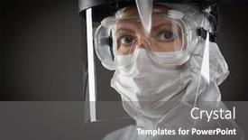  Presentation with medical dark - Beautiful presentation design featuring female-medical-worker-wearing-protective backdrop and a gray colored foreground