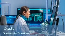  Presentation with electronic engineer - PPT layouts with female-microelectronics-engineer-works background and a ocean colored foreground